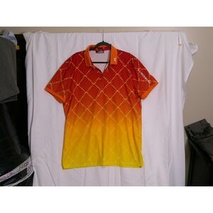 J Lindeberg Mens Golf  Shirt Orange Yellow Gradient Short Sleeve Size xxLarge